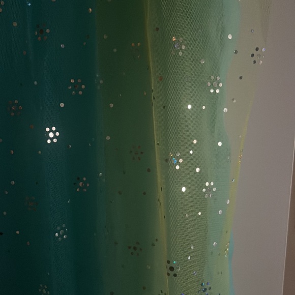 Bed, Bath & Beyond turquoise and lime green curtains. Mint condition - Picture 2 of 2